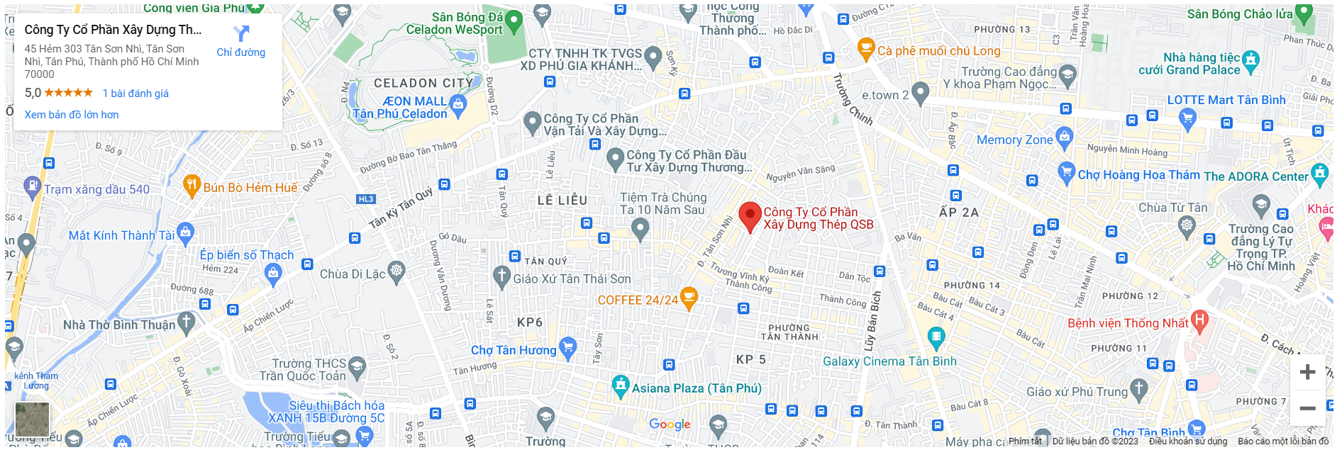 google map văn phòng QSB Steel