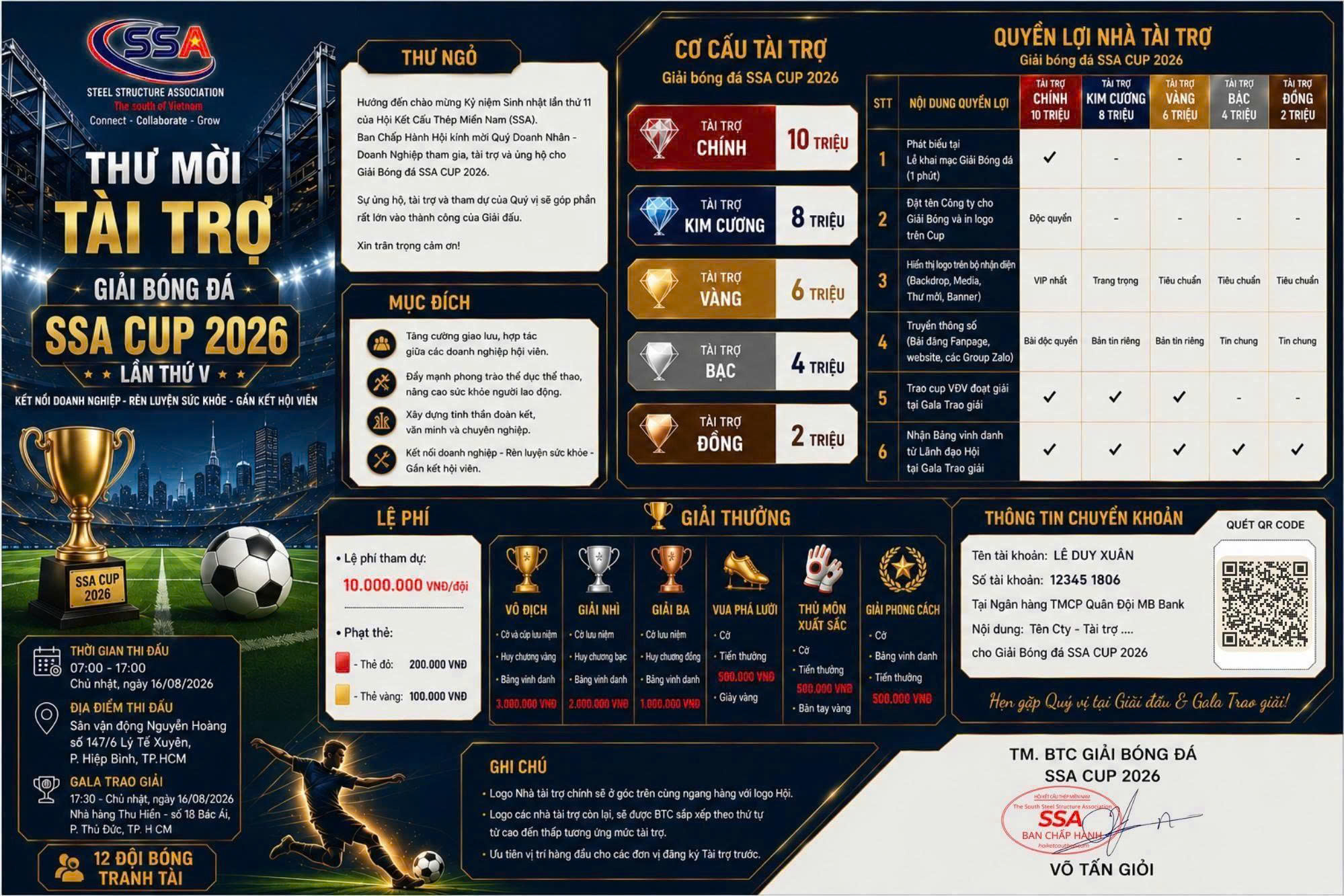 THƯ MỜI TÀI TRỢ GIẢI BÓNG ĐÁ SSA CUP 2026
